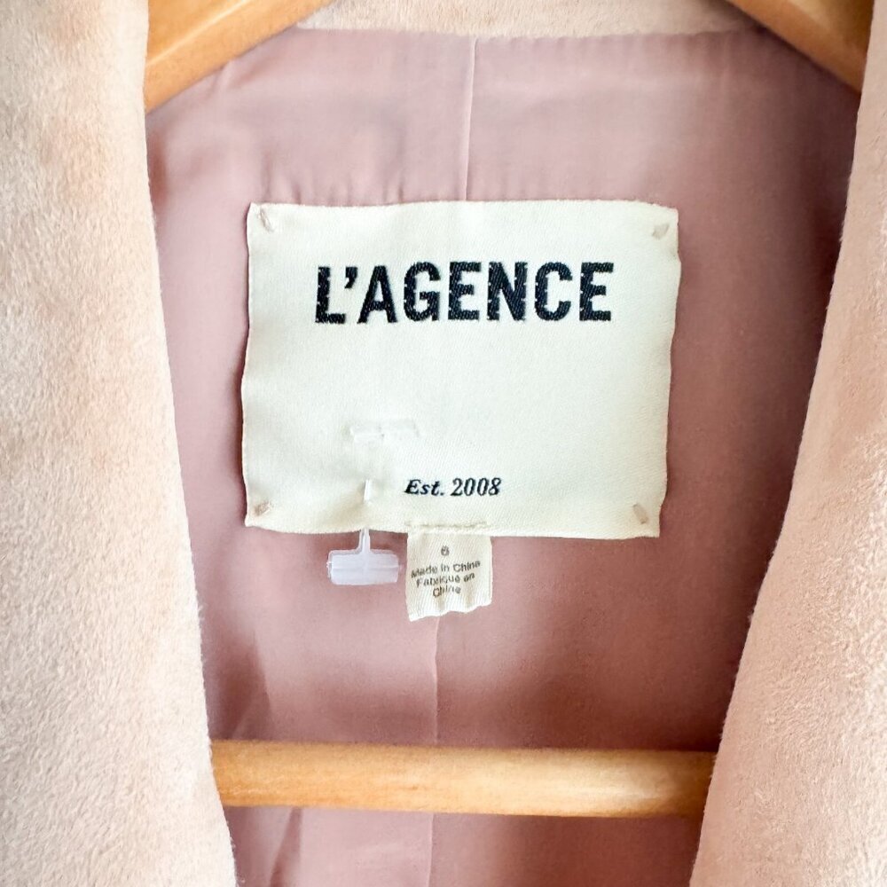 L'Agence Nude Beige Double Breasted Suede Goatskin Blazer 6 - Picture 5 of 14